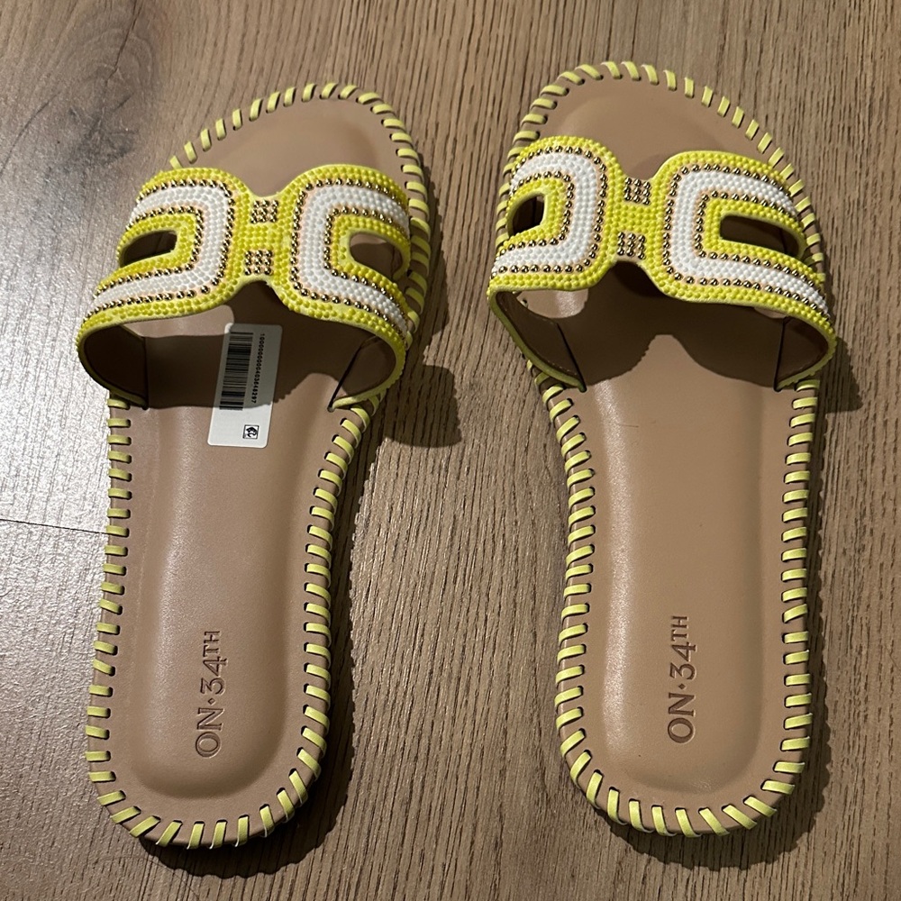 NWT Macys Yellow Beaded Women's Sandals